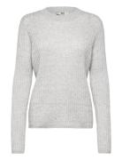 Rwsofia Ls Wool Pointelle Crew Knit Rosemunde Grey