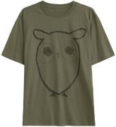 Knowledge Cotton Apparel Regular Big Owl Front Print T-Shirt Burned Ol...