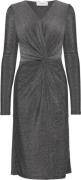 Rosemunde Rwnora LS Dress Kvinde Black W. Silver Lurex Midi Kjoler Str...