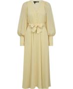 ROTATE Birger Christensen Medi Dress With Belt Kvinde Pastel Yellow Mi...