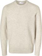 Selected Homme Slhrai LS Knit Crew Neck Mand Oatmeal/melange Sweaters ...