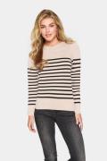 Saint Tropez Milasz LS Striped Pullover Kvinde Gray Morn Mila Stripe S...