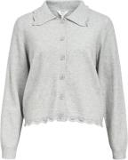 Object Objlene LS RE Cardigan E AU 24 Kvinde Light Grey Melange Sweate...