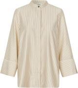 Modström Isabelmd Shirt Kvinde Summer Sand Pinstripe Langærmede Skjort...