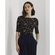 Lauren Ralph Lauren Floral Cotton Boatneck Tee Kvinde Navy Kortærmede ...