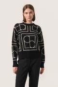 Soaked in Luxury Slcabba Pullover LS Kvinde Black W. Sandshell Monogra...