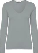 Rosemunde Wool & Cashmere Vneck Kvinde Blå Langærmede T-shirts Str L C...