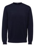 Selected Homme Slhberg Crew Neck B Noos Mand Blå Sweaters Str L - hos ...