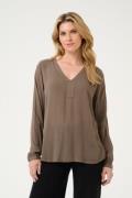 Kaffe Amber Blouse LS Kvinde Major Brown Langærmede Bluser Str 40 - ho...