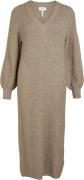 Object Objmalena L/S Knit Dress Noos Kvinde Fossil/melange Midi Kjoler...