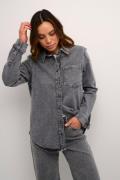 Kaffe Karyana Denim Shirt Kvinde Light Grey Denim Langærmede Skjorter ...