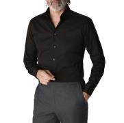 ETON Black Signature Twill Shirt Slim Fit Mand Sort Langærmede Skjorte...