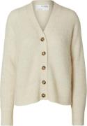 Selected Femme Slfmaline LS Wool Knit Short Cardigan Kvinde Birch/mela...