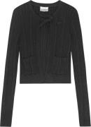 Ganni Light Viscose Rib Cardigan Kvinde Black Cardigans Str S - hos Ma...