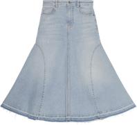 Ganni Tint Denim Midi Skirt Kvinde Tint Wash Midi Nederdele Str 40 Den...