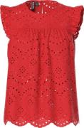 Pieces Pcvilde SL TOP Noos Kvinde Poppy Red Toppe Regular Fit Str L - ...