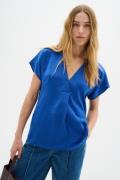 InWear Rindaiw Top Kvinde Blue Quartz Kortærmede Bluser Loose Fit Str ...