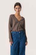 Soaked in Luxury Slpina Vneck Cardigan Kvinde Major Brown Melange Card...