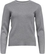 Object Objester SLI L/S Knit Pullover Noos Kvinde Medium Grey Melange/...