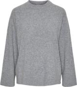 YAS Yasemilie Oneck Knit Pullover S. N Kvinde Light Grey Melange Sweat...