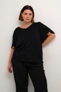 Kaffe Curve Kcmirana Blouse Kvinde Black Deep Langærmede Bluser Str 46...