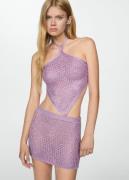 MANGO Sequin Knit Mini Skirt Kvinde Medium Purple Korte Nederdele Str ...