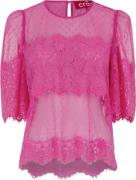 Cras Jordancras Blouse Kvinde Carmine Rose Kortærmede Bluser Str 40 - ...