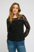 Cream Crkit Lace LS Blouse Kvinde Pitch Black Langærmede Bluser Str L ...