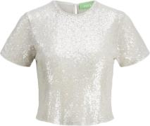 JJXX Jxmia Sequin SS TOP WVN Kvinde Silver Skjorter Str L - hos Magasi...