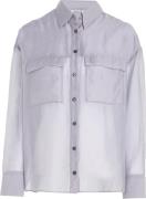 Calvin Klein Sheer Long Sleeve Shirt Kvinde Sort Langærmede Skjorter S...