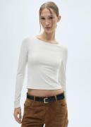 MANGO Long Sleeve Tshirt Kvinde Light Beige Sweaters Str S - hos Magas...