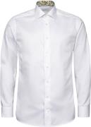 ETON Slim Fit White Floral Effect Signature Twill Shirt Mand Hvid Lang...