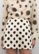 MANGO Polka dot Satin Mini Skirt Kvinde Light Beige Korte Nederdele St...