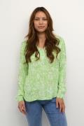 Kaffe Kajanet Blouse Kvinde Green Graphic Print Langærmede Bluser Regu...