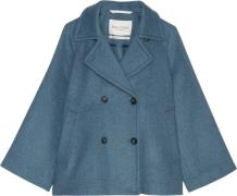 Marc O’Polo Wool Cape, Double Breasted Kvinde Hazy Blue Overgangsjakke...