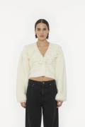 ROTATE Birger Christensen Lace Collar Knit Cardigan Kvinde Blanc De Bl...