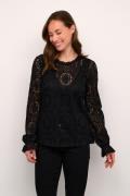 Cream Crtiley Lace Blouse Kvinde Pitch Black Langærmede Bluser Str 40 ...