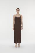 ROTATE Birger Christensen Lace Midi Slip Dress Kvinde Chicory Coffee M...