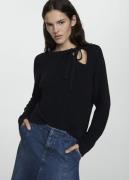 MANGO Cutout Knitted Sweater Kvinde Navy Sweaters Str L - hos Magasin