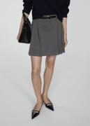 MANGO Pinstriped Pleated Skirt Kvinde Grey Korte Nederdele Str 40 - ho...