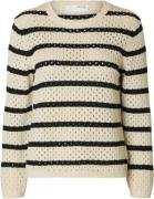 Selected Femme Slfkenya LS Pullover Knit D2 Kvinde Birch/stripes Black...