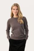 Part Two Jaylynpw PU Kvinde Dark Mink Melange Sweaters Relaxed Fit Str...