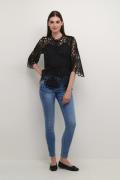 Cream Crlhilla Lace Blouse Kvinde Pitch Black Langærmede Bluser Str 40...