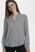 Kaffe Kafana Tilly Blouse Kvinde Black / Chalk Fan Print Langærmede Bl...