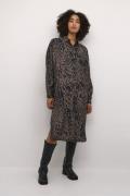 Kaffe Kajemma Shirt Dress Kvinde Major Brown/black Leopard Midi Kjoler...