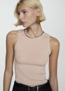 MANGO Ribbed Knit top Kvinde Lt-pastel Pink Tanktoppe Str L - hos Maga...