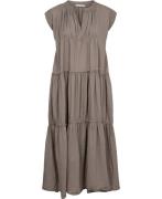 Rabens Saloner Cotton Tiered Long Dress Lorita Kvinde Pearl Grey Maxi ...