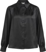 Object Objsateen L/S Shirt Noos Kvinde Black Langærmede Bluser Str 40 ...