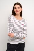 Kaffe Liddy Tshirt Kvinde Chalk/grey-fuchsia Heart Langærmede T-shirts...