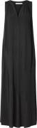 Rabens Saloner Sandwashed Long Placket Dress Chi Kvinde Black Maxi Kjo...